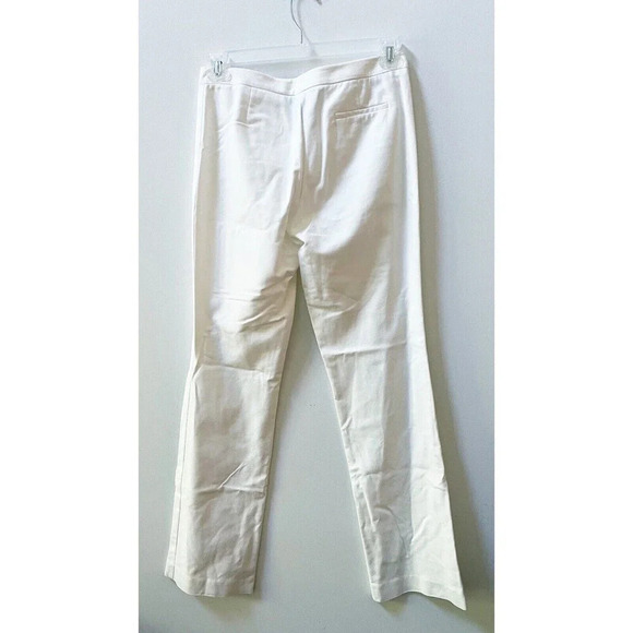 Yansi Fugel White Cotton Spandex Wide Leg Chino Pants Womens 6 Flat Front Mid - Picture 9 of 10